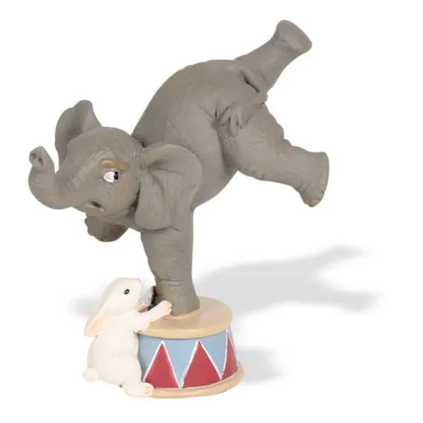 091065 - Ceramic figure " Elephant makes a handstand with bunny", 9 cm