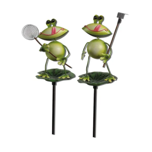320017 - Plant pot stick decoration "frog" made of metal, 13/70 cm, sets of 2 - Seyko Geschenke