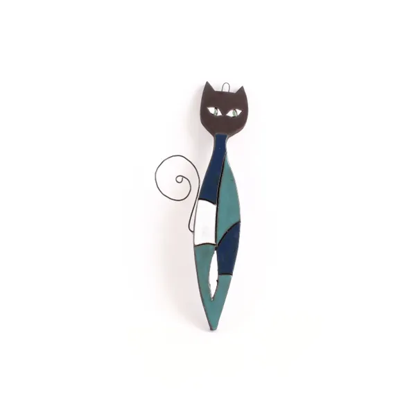 46-649 - Black Clay standing Cat pendant