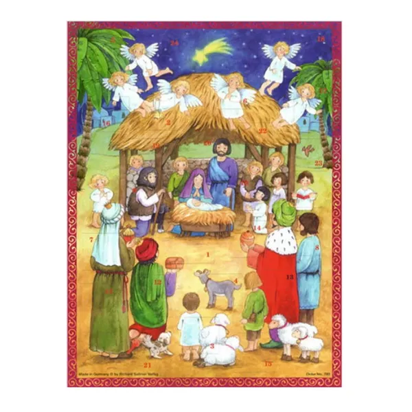 493 - Mini Advent calendar - Crib, 16,5cm x 12cm
