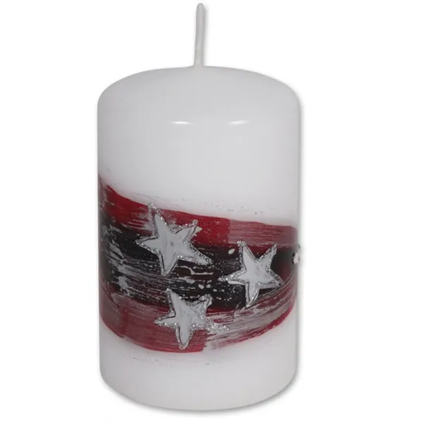 110447 - Candle cylinder "Galaxie 2" red , 11 cm x 7cm