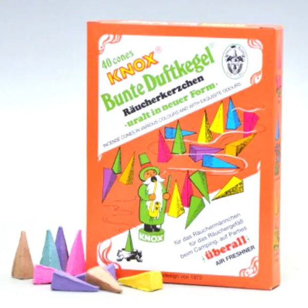011100 - Räucherkerzen "bunte Duftkegel" - Nostalgie-DDR-Export-Design, 40 Stk.