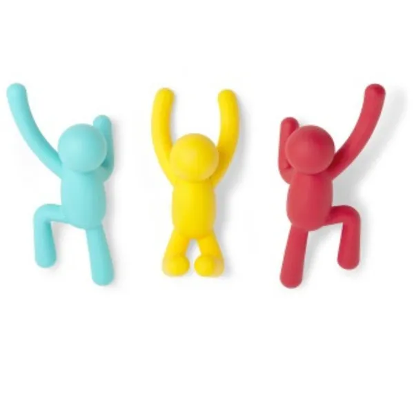 318165-022 - BUDDY wall hook (3) Assortment, red, yellow, blue