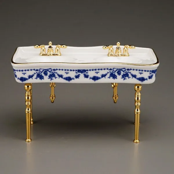 001.731/7 - Double washbasin - Blue ribbon decor, miniature