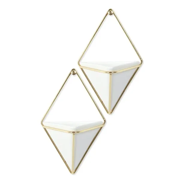 470753-524 - TRIGG - Wall Vessel, small, white/brass