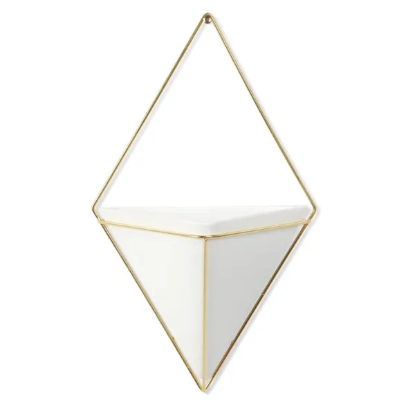 470752-524 - TRIGG - Wall Vessel, large, white/brass