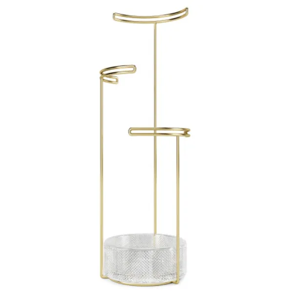 1014862-104 - TESORA Tall jewellery stand with base, brass