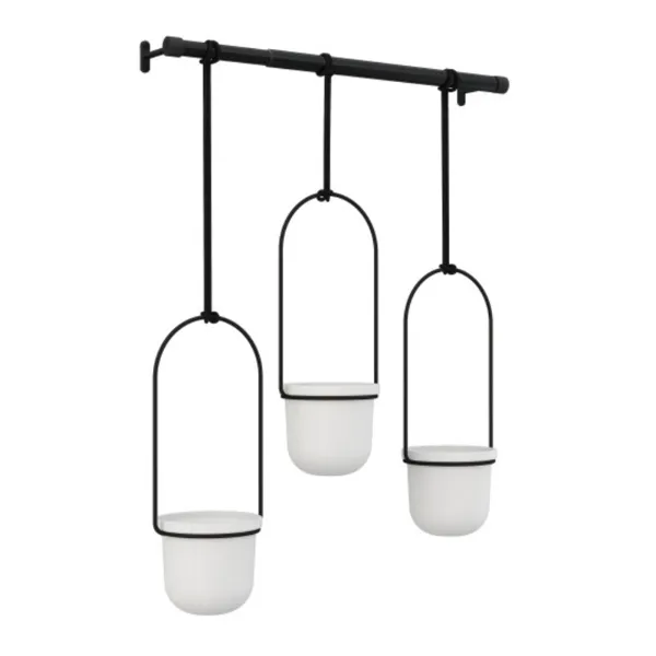 1011748-660 - TRIFLORA hanging flower pots, set of 3, white/black