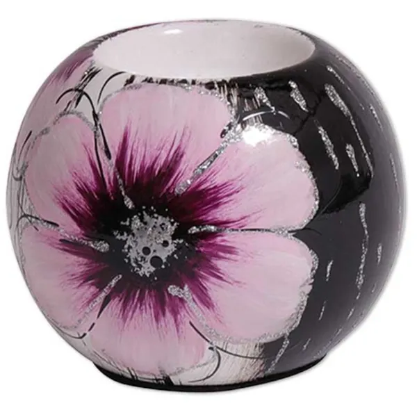 550386 - Tealight candle holder ceramic "Flower", 7cm