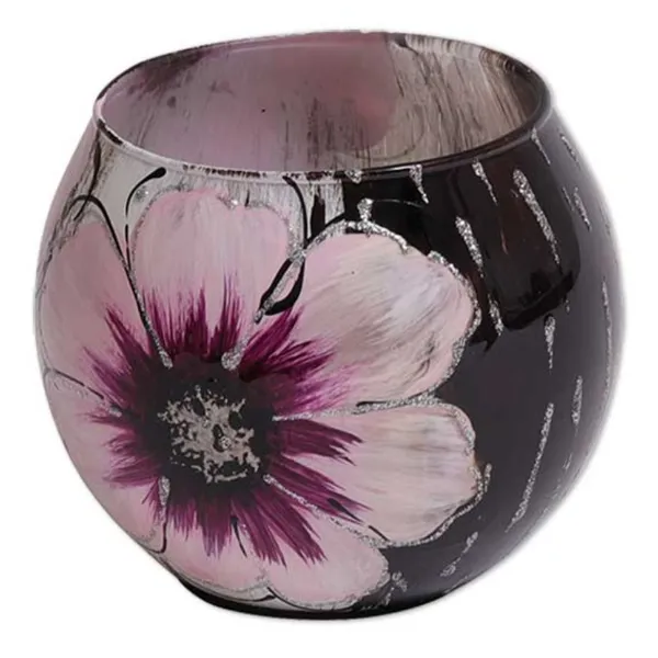550387 - Teelichthalter aus Glas "Blume", 9cm