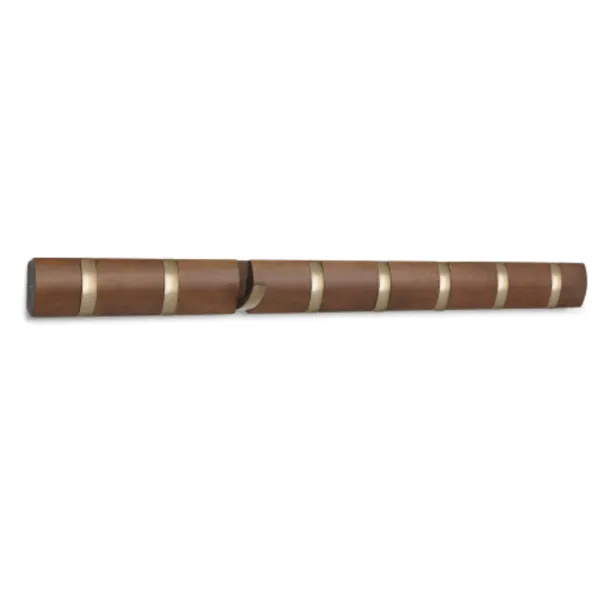 318858-1227 - Flip 8 Wall Mounted Coat Rack, light walnut/warm gold