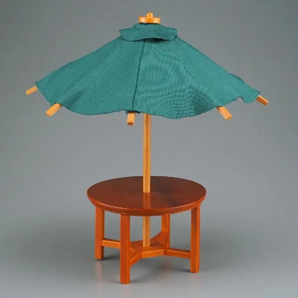 001.814/8 - Garden table with umbrella, miniature in 1:12 scale