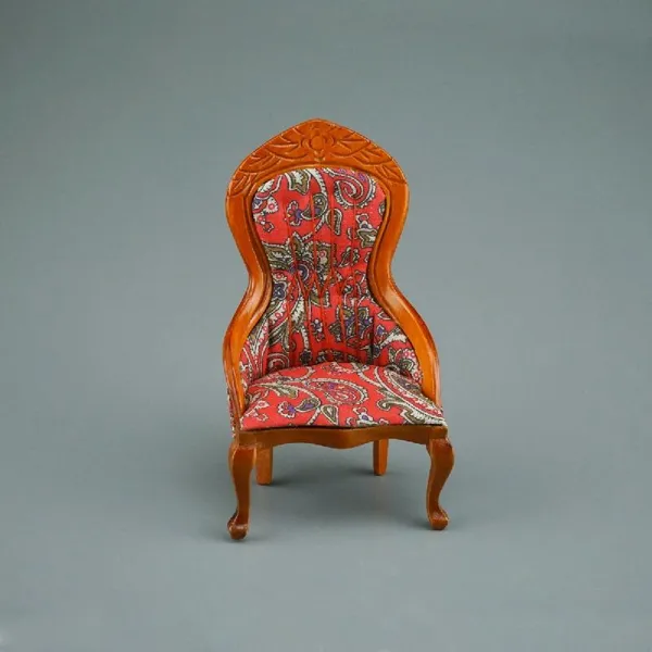 001.862/1 - Upholstered armchair red, miniature in 1:12 scale