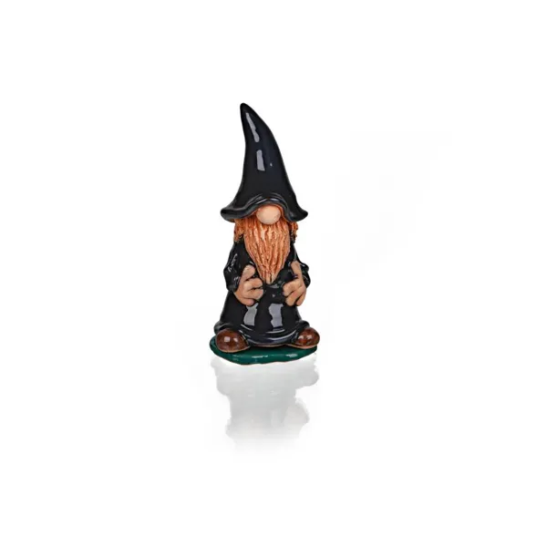 3703 - Keramik-Räucherfigur Wichtel schwarz, 18 cm