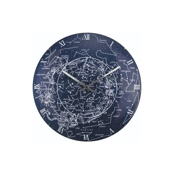 3165 - Wall Clock "Milky Way Dome", Glass, Luminous, Ø 35.6 cm