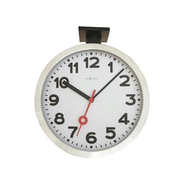 3217 - Wall Clock "Station Double Numbers", Aluminum/Glass, White, Ø 36 cm
