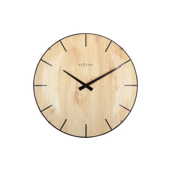 3249 - Wall Clock "Edge Wood Dome", Glass, Light Brown, Ø 35 cm