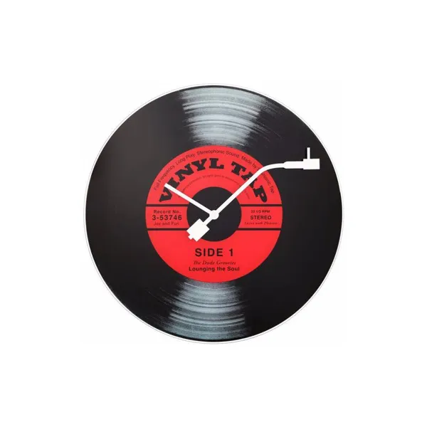 8141 - Wall Clock "Vinyl Tap", Glass, Black, Ø 43 cm