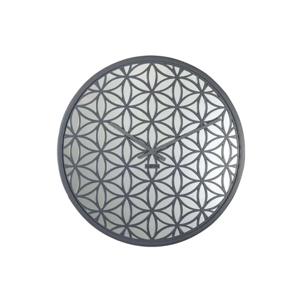 3194GS - Wall Clock "Bella Mirror", Wood/Mirror, Grey, Ø 50 cm