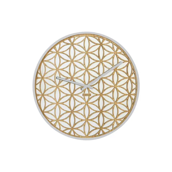 3194WI - Wall Clock "Bella Mirror", Wood/Mirror, White, Ø 50 cm