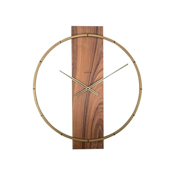 3195BR - Wall Clock "Carl", Wood/Steel, Brown, 50.8 x 58.2 x 4.3 cm