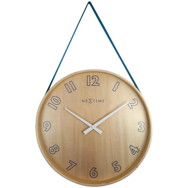 3234BL - Wall Clock "Big Loop", Wood, Blue, Ø 40 cm