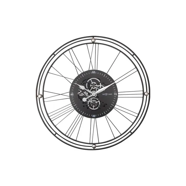 3260ZI - Wall Clock "Roman Gear Clock XXL", Metal, Black/Silver, 90.5 cm