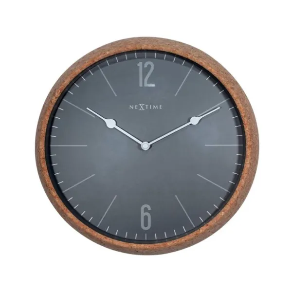 3509GS - Wall Clock "Cork", Cork/Glass, Grey, Ø 30 cm
