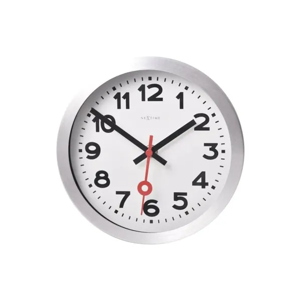 3998AR - Wall/Table Clock "Station Number", Aluminum, Brushed, Ø 19 cm