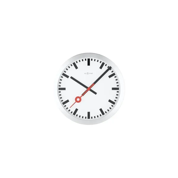 3998ST - Wall/Table Clock "Station Stripe", Aluminum, Brushed, Ø 19 cm