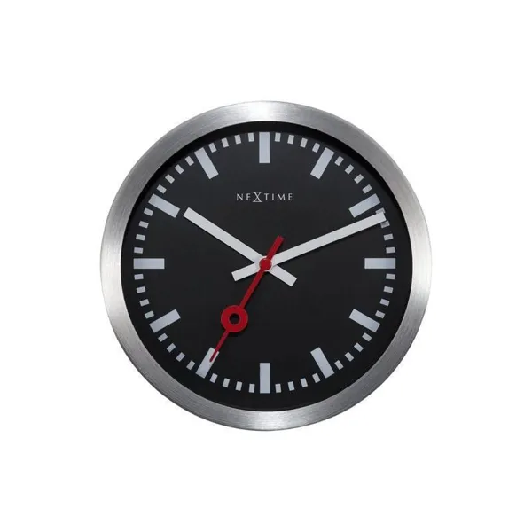3998STZW - Wall/Table Clock "Station Stripe", Aluminum, Black, Ø 19 cm