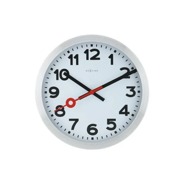 3999AR - Wall Clock "Station Numbers", Aluminum, Brushed, 34.8 x 4.5 cm