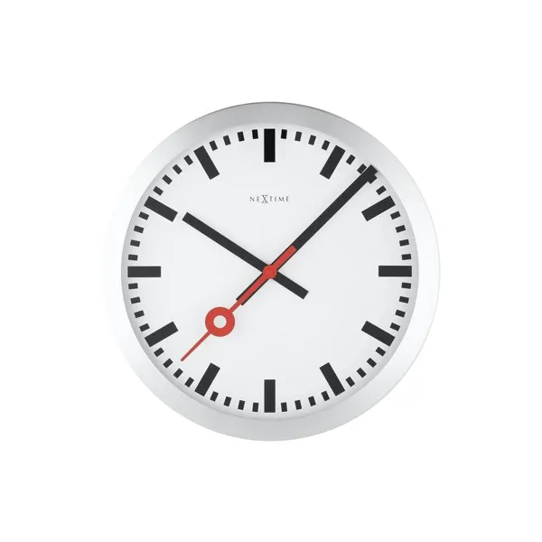 3999ST - Wall Clock "Station Stripe", Aluminum, Brushed, 34.8 x 4.5 cm