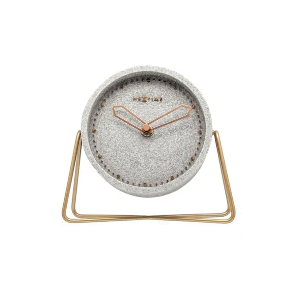 5204GS - Table Clock "Cross Table", Polyresin, Grey, 17.5 x 15.5 x 5 cm