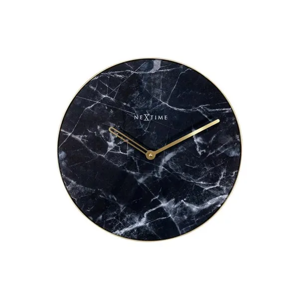 8189ZW - Wanduhr "Marble", Glas/Metall, Schwarz, Ø 40 cm