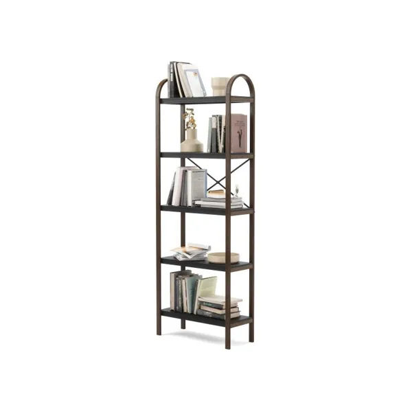1016840-048 - BELLWOOD Freestanding shelf with 5 shelves, black/walnut
