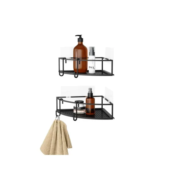 1018616-040 - CUBIKO corner shower tray set of 2, black