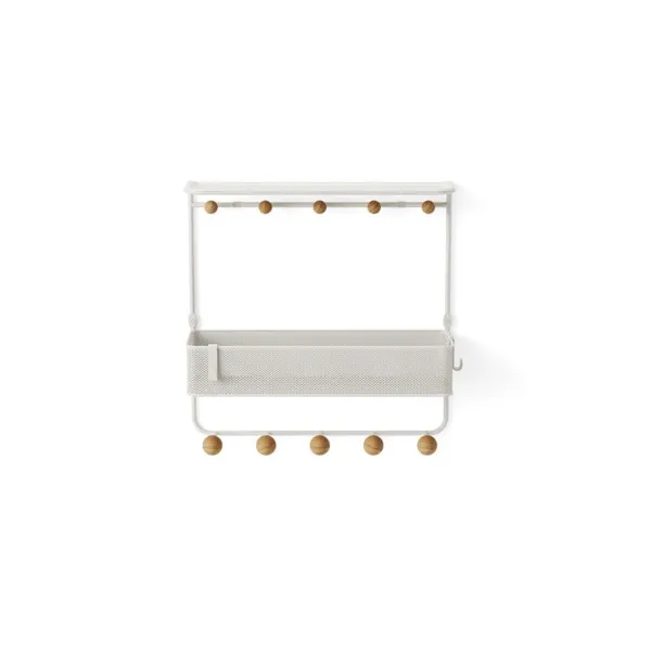 1018030-660 - ESTIQUE shelf with 10 hooks, white