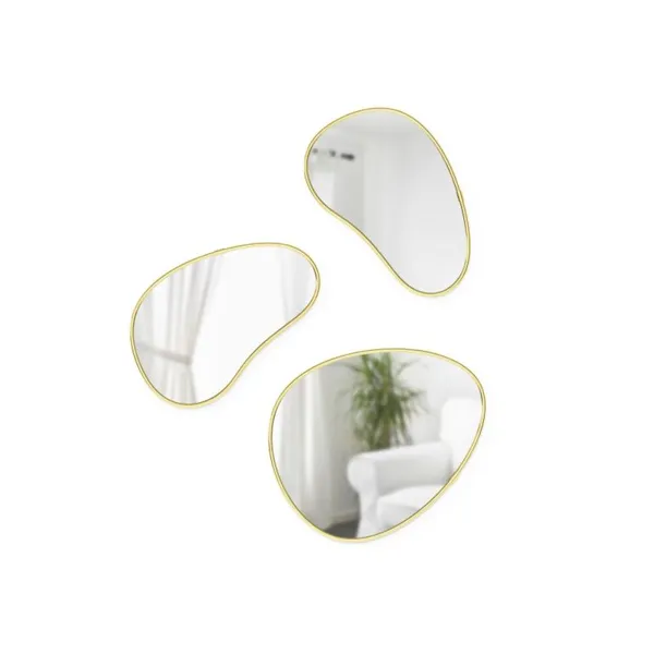 1018566-104 - HUBBA Pebble 3 organisch geformter Wandspiegel, messing
