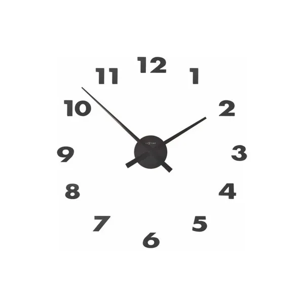 3074ZW - Wall clock "Small Hands", aluminum, black, 48 x 3 cm