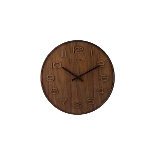 3095BR - Wall Clock "Wood Wood Medium", Wood, Brown, 53 x 3 cm