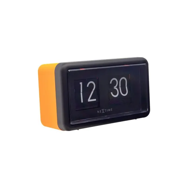 5228OR - Table/Wall clock "Flip Clock", orange/black, 18 x 10 x 7 cm
