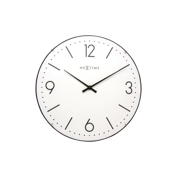 3157WI - Wall clock "Basic Dome", dome glass, white, 35 cm