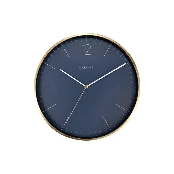 3252BL - Wanduhr "Essential Gold", Glas/Metall, Vintage Blue, 34 cm