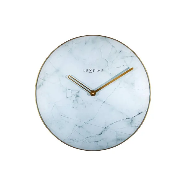 8189WI - Wall clock "Marble", glass/metal, white, 40 cm