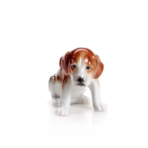 394/40 - Beagle porcelain figurine, 5 cm, brown lacquered