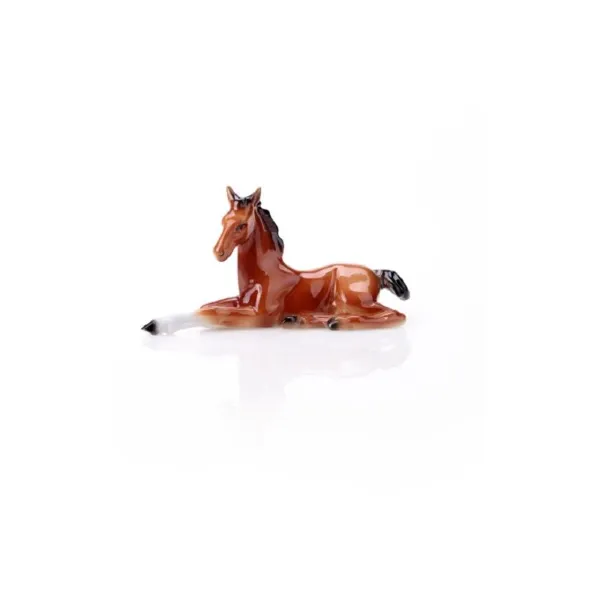 976/40 - Porcelain figure horse, 7 cm, brown lacquered