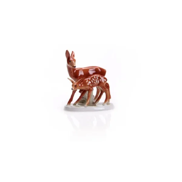 1393/40 - Porcelain figure deer group, 12 cm, brown lacquered