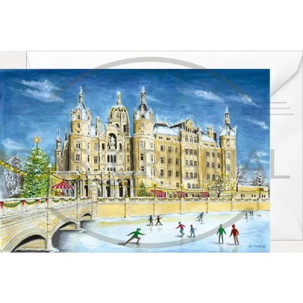 2967 - Christmas folding card Schwerin Castle