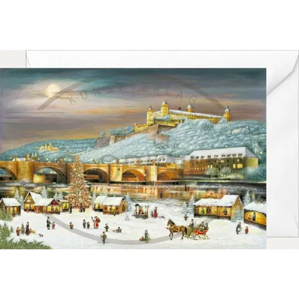 2966 - Christmas folding card Würzburg Mainufer